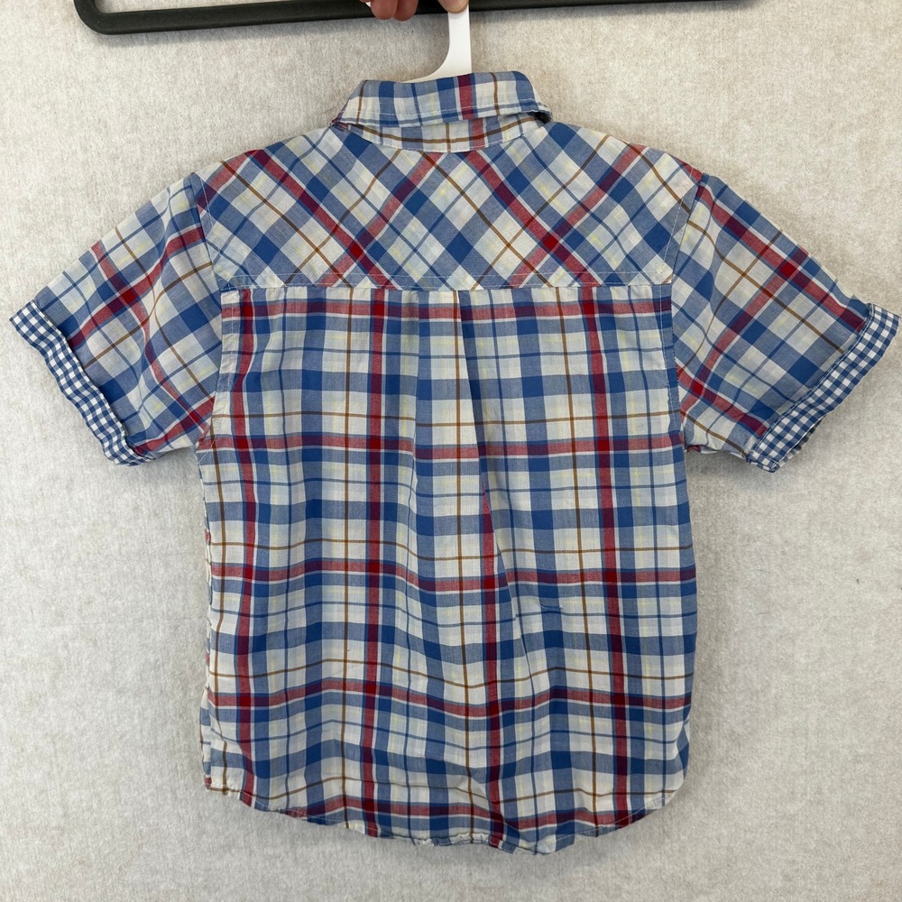 Ben Sherman Boys Blue Red Plaid Short Sleeve Button Down Shirt Size 6 - Picture 2 of 5